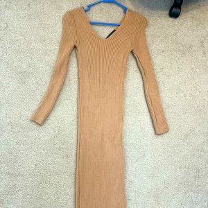 Parisian Beige Sweater Dress, Size S